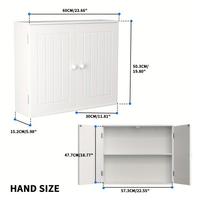 TEMU Modern Wall-mounted Storage Unit For The Bathroom, Featuring A White And Designed For . This Cabinet Serves As A Stylish Addition To Your Kitchen Or Bathroom, Providing Space.