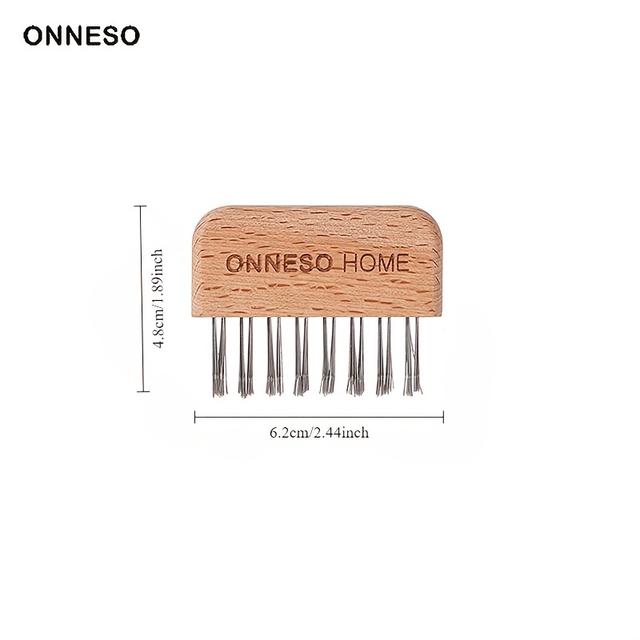 TEMU Escova de Limpeza Portátil | Aço Inoxidável e Cabo de Madeira | Ideal para Remoção de Pelos Soltos