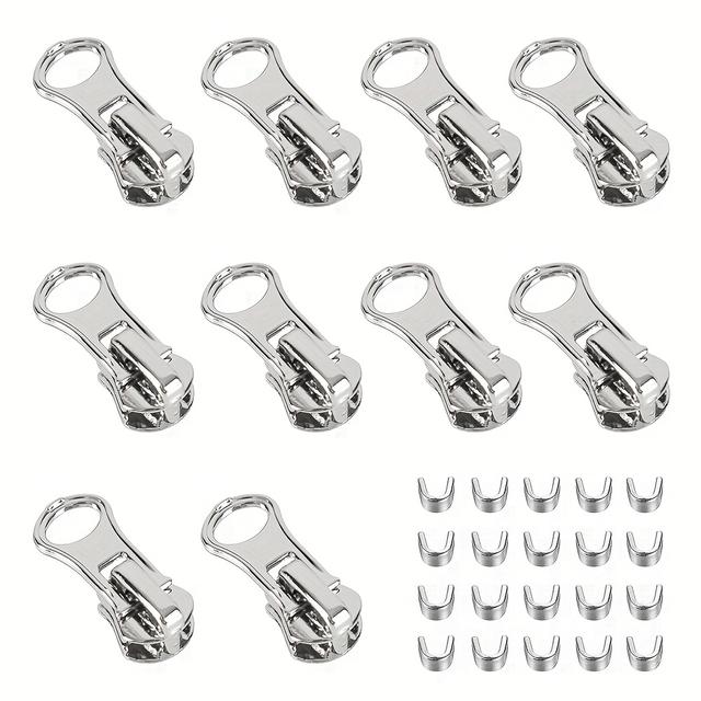 TEMU 30pcs 5# Deslizador de Zíper com Parada de U para Tops, Jeans, Jaquetas, Calças, Mochilas, Acessórios de Zíper