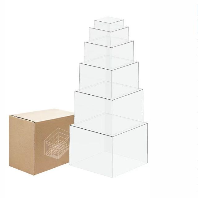 TEMU Sechs klare Acrylboxen zur Präsentation von Buffetständern und -stützen, für Party-Lebensmittel-Präsentationsständer, Buffet-Tische und für Party-Lebensmittelstützen (Transparent)