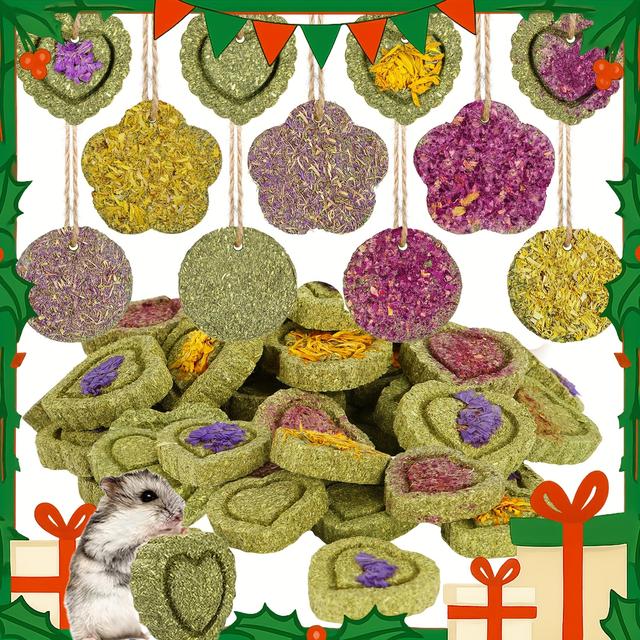 TEMU 20pcs Hay Treats Bunny Rabbit Toys For Boredom, Handmade Guinea Pig Chew Treats Toys, Chinchilla Chews For Teeth Small Animals Hamster Rat Gerbil Easter Gift
