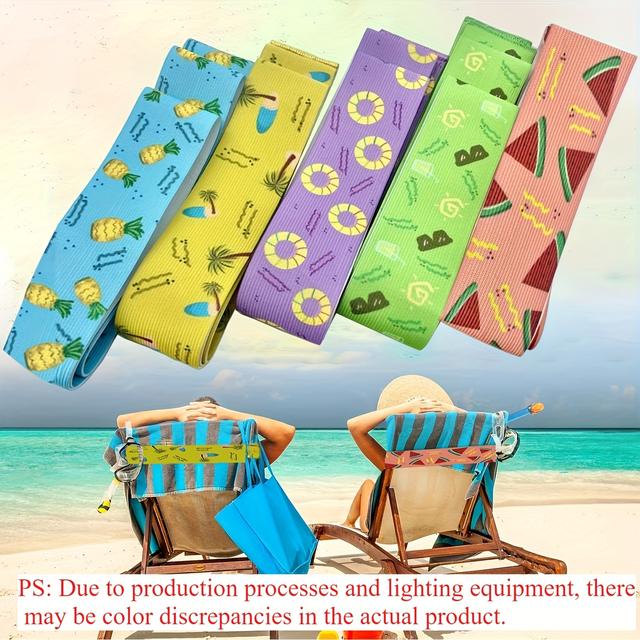 TEMU Set mit 5 elastischen Strandstuhlhandtüchern mit lebendigen tropischen Prints - für den Pool, Urlaub und sommerliche Accessoires - Leichtes, tragbares und langlebiges Design