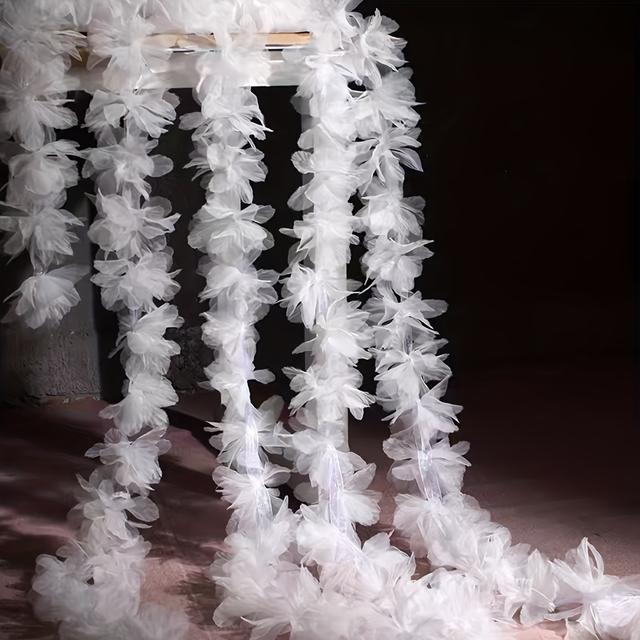 TEMU 1pc Three-dimensional Large Flower Decoration Lace Fabric Shimmering Organza Mesh Yarn Bridal Dress Headdress Clothing Birthday Party Decoration Lace