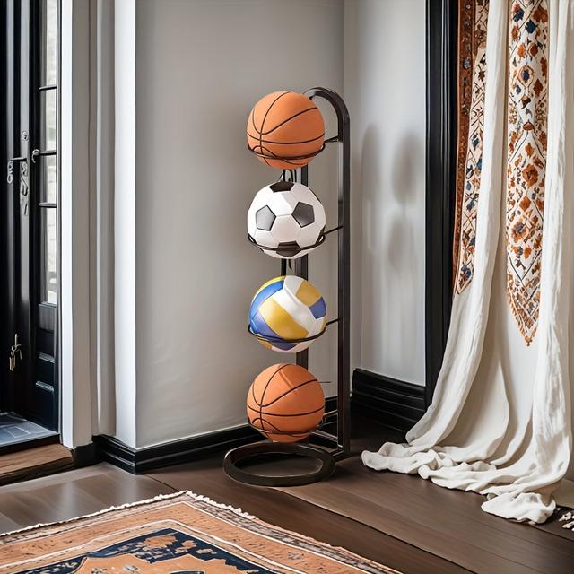 TEMU 2025/1ud Resistentes - Fútbol - Baloncesto - Voleibol - Estante de Almacenamiento Metálico Sencillo, Regalo Festivo