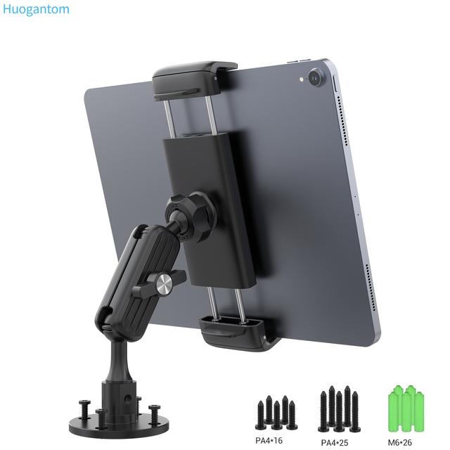 TEMU Huogantom Aluminum Alloy Tablet Holder, Heavy Duty Drilled Base, 360° Adjustable Mount For Tablets & Phones (4.7"-12.9"), Wall/truck/car Compatible