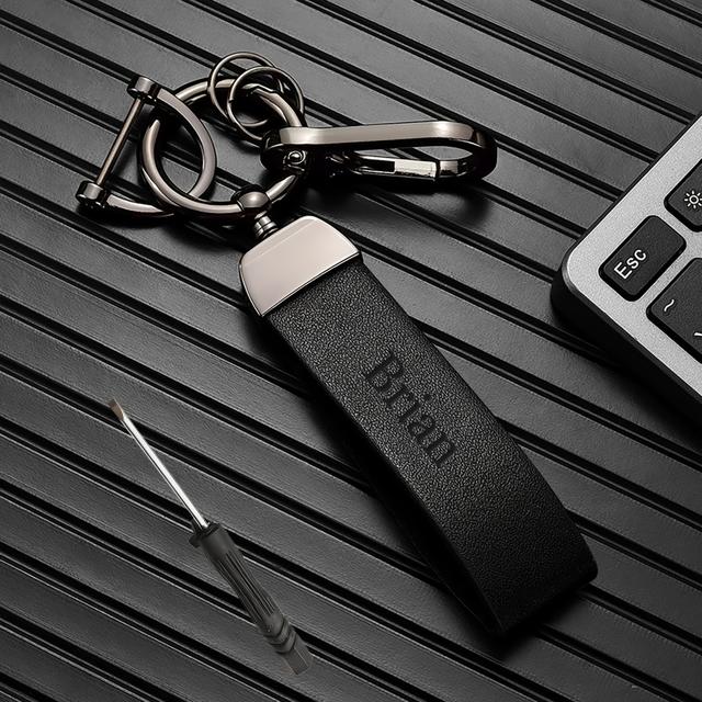 TEMU Personalized Laser-engravable Keychain /text - Pu Pu Leather Car Key Ring, Diy Lettering For Father's Day, Valentine's & Christmas Gifts - Retro Style For &, Compatible With All Vehicles