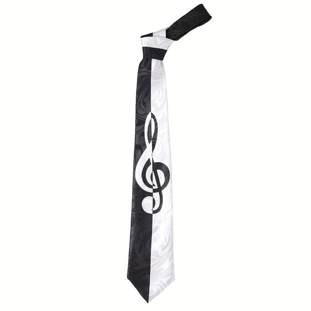 TEMU Men' Tie, Black And White Keyboard Musical Note Funny 8.5cm Tie, Men's Gift