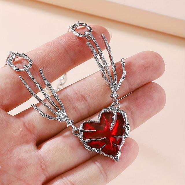TEMU 1pc Gothic Heart Pendant Necklace Women Clavicular Chain Necklace Party Jewelry Gift
