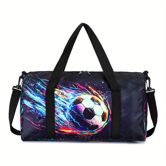 TEMU Bandolera Deportiva de Gran Capacidad con Estampado de Fútbol, Bolsa Creativa Pintada a Spray para Viaje y Entrenamiento, Unisex en 6 Colores