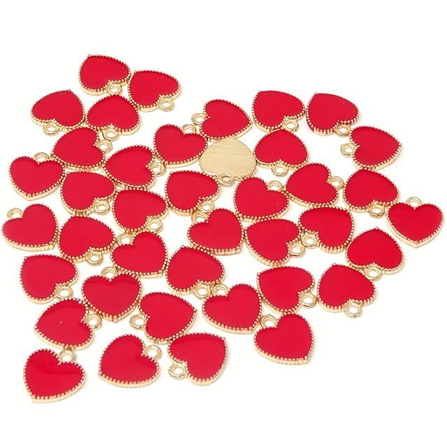 TEMU مجموعة من 40 قطعة تعليقة من سبائك الألومنيوم المطلية بالمعادن، بطابع عيد الحب، تتميز بتصميمات رائعة لصنع أساور مطرزة وأقراط وأعمال مجوهرات أخرى مثالية للمشاريع وزينة عيد الحب