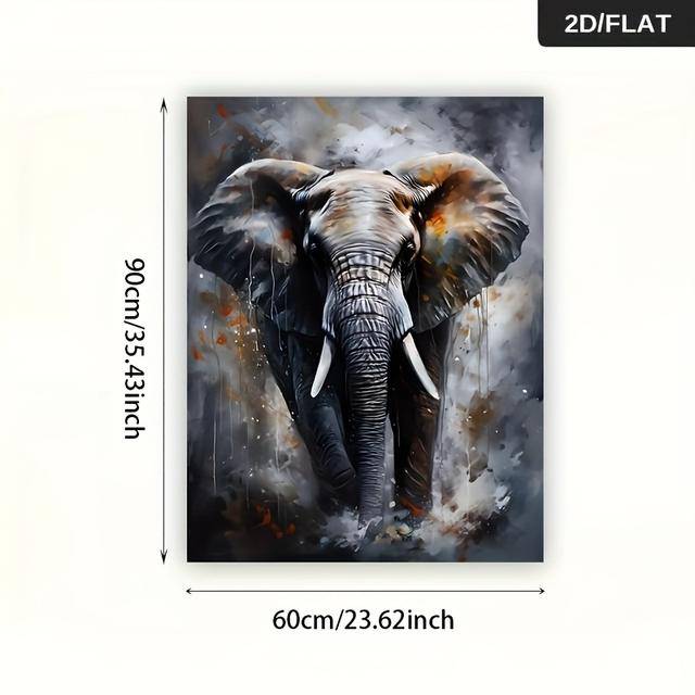 TEMU 2d Flat 1pc 23.62*35.43in/60cm*90cm Frameless Modern Abstract Elephant Wall Art Canvas Painting Art For Living Room Modern Canvas Poster For Bedroom And Living Room Decoration Cuadros No Frame