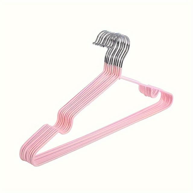 TEMU 10-pack Metal Clothes Hangers, Anti-slip Seamless Grooved Design, Simple & Organizer For Home & Kitchen Storage Accessory