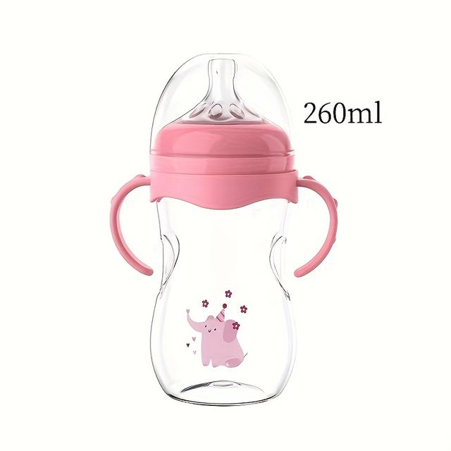 TEMU Wide-neck Bottle, Training Cup, No Straw, With Handles, Easy To Grip, For Milk And Water, High Temperature Resistant, Leak-proof, Drop-resistant, Gift, Training Cup.