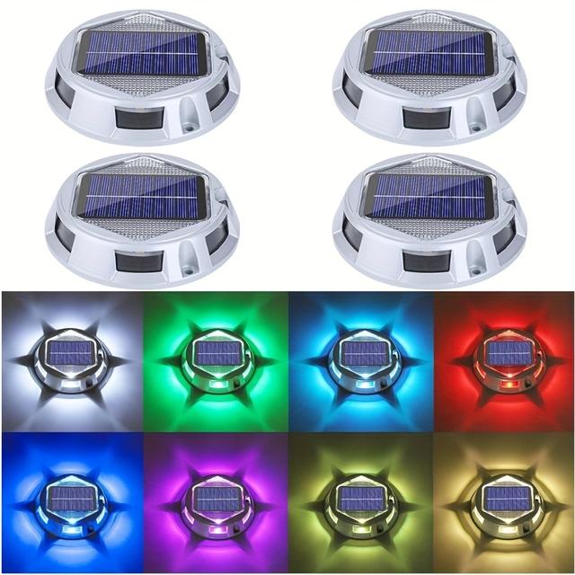 TEMU Luces Solares RGB para Exterior, 9 Colores en 1 Luces de Acceso Solar, IP67 Impermeables, Cambio de Color para Jardín Patio Valla Escalera