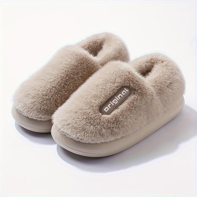 TEMU Men's And Women' And Slippers, Winter 2025 New Model Thick Sole Plush Indoor Home Warming Anti-slip Couple Shoes