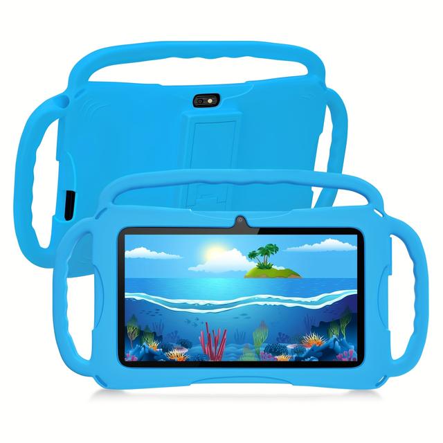 TEMU 7"-es Gyermek Tablet, 64GB ROM és 4GB RAM, 13.0, 1280x800 IPS Kijelző Szemvédő Funkcióval, Felügyeleti Beállításokkal, Oktató Alkalmazással, Dupla Kamera, Ütésálló Tok, 2.4G WiFi, USB OTG