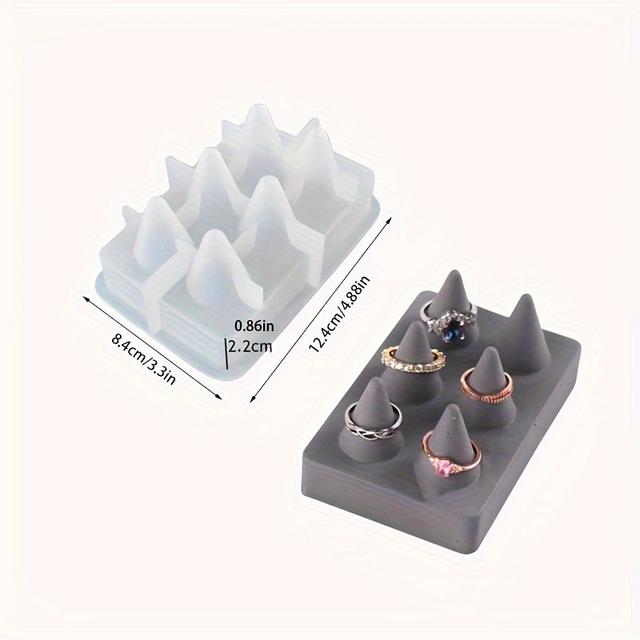 TEMU 1pc Ring Storage Tray 6 Holes Ring Display Stand Silicone Mold Concrete Plaster Ornament Jewellery Storage Box Silicone Mold