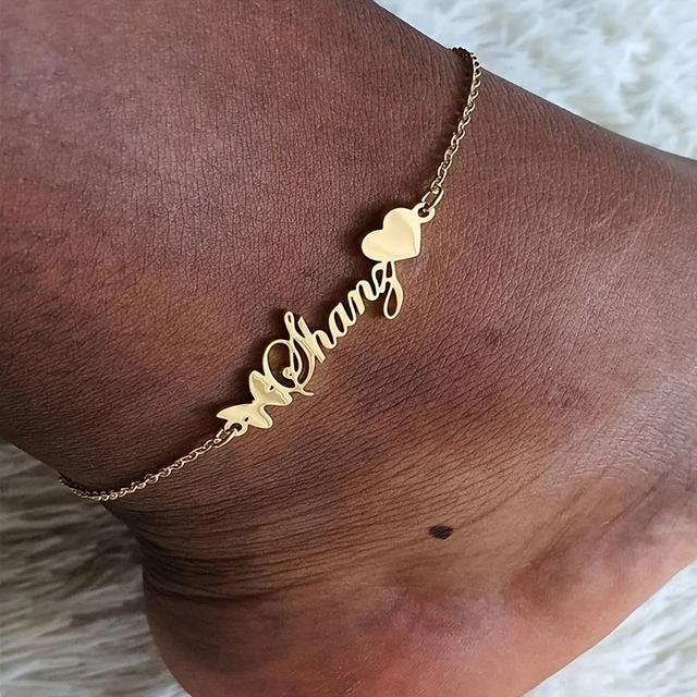 TEMU Custom Heart Name Anklet Women's Jewelry Personalized Foot Chain Best Valentine's Day Gift