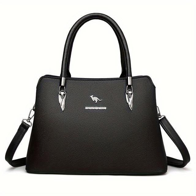 TEMU トなトップハンドルハンドバッグ - 軽量なサッチェル、取り外し可能なストラップ、無地、クローズ、ポリエステル裏地、耐久性、仕事、旅行、ショッピングに最適、クなハンドバッグ