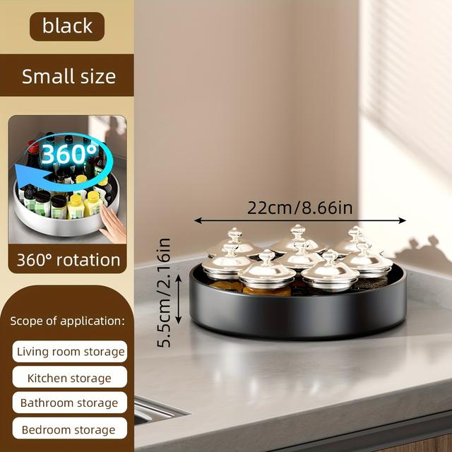 TEMU Ein kreisförmiges, drehbares Gewürzregal, das sich um 360 Grad drehen lässt, geeignet für die Küche zur Organisation von Öl, Salz, Sauce und Essig