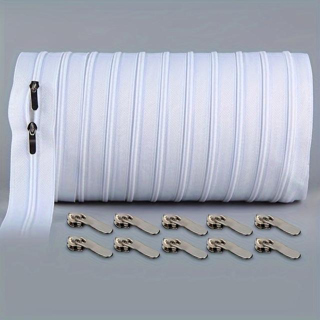 TEMU 393inch Long 3# Nylon Zipper With 10 Zipper Heads Suitable For Quilts, Pillows, And Handmade Bags