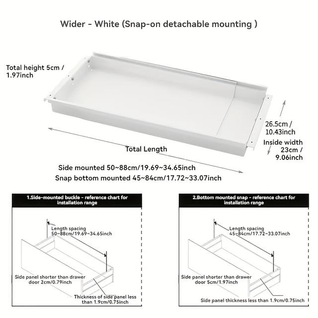 TEMU Séparateur de tiroir réglable, panier coulissant extensible pour rangement d'ustensiles de cuisine, organisateur de placard fin avec niveaux supérieur et inférieur