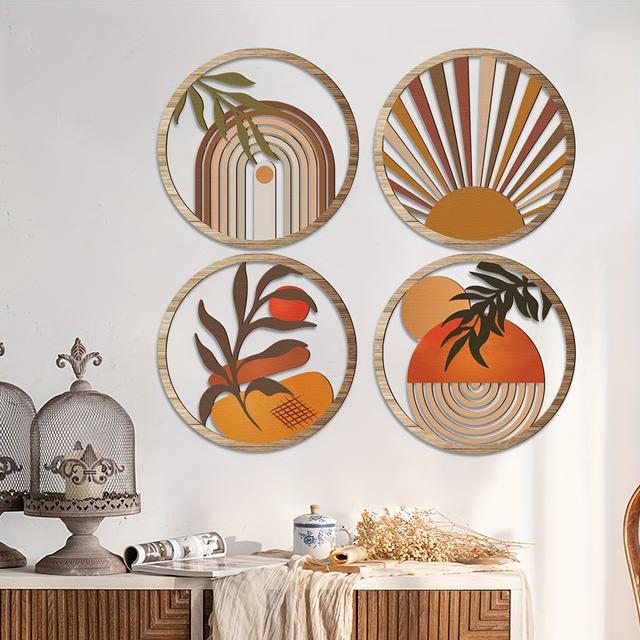 TEMU 4 Stück rustikales Bauernhaus-Wandkunst-Dekor, böhmische hängende Wandskulpturen für Wohnzimmer, Schlafzimmer, , Einweihungsgeschenk