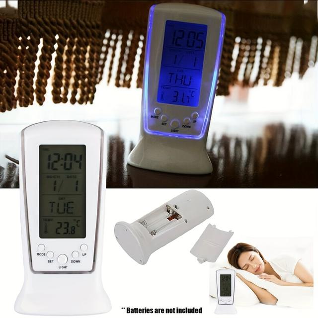 TEMU Premium Digital Alarm Clock With Thermometer Led Night Light, Led Digital Clock. Bedside Alarm Clock. No .