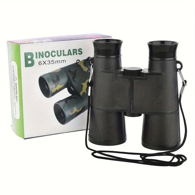 TEMU Binoculares de 6X35 mm para casual - Con óptica de , construcción de plástico duradero, central y un diseño ligero ideal para la observación del paisaje al aire libre (Negro)