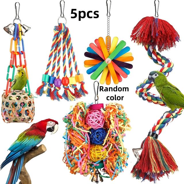 TEMU Parrot Toy Bird Swing Entertainment Boredom Tool 5pcs Scratching Climbing Set