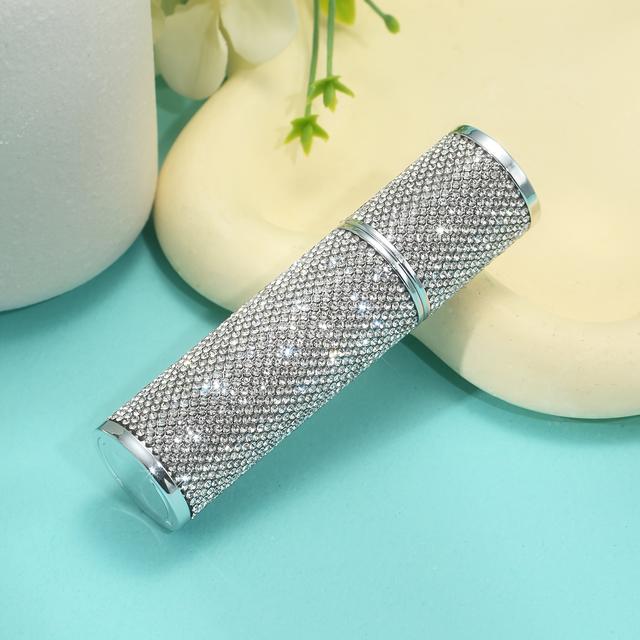 TEMU Розкішний дорожній -спрей для парфумів, прикрашений стразами, з універсальним скляним внутрішнім контейнером, об'ємом 10 мл