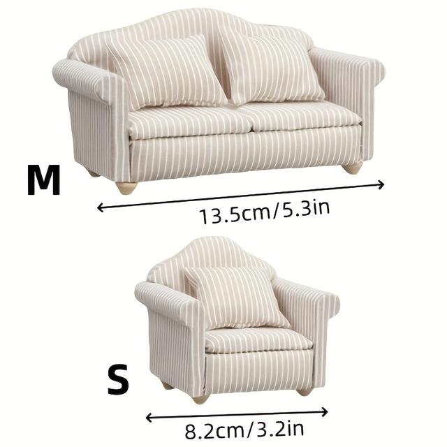TEMU Miniature Furniture, Small Sofa Model With Cushion, Home Decor, Decorative Tiny Sofa, Elegant Cabin Embellishment, Small Sofa Set Model Assortment, Birthday Present, Home Adornment