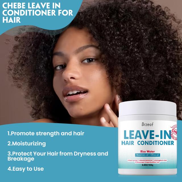 TEMU 250g Leave In Conditioner For Hair With Rosemary Oil & Rice Water, Super Moisturizing & , Natural Leave In Conditioner, Hair Breakage