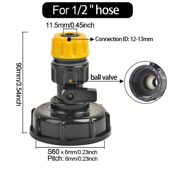 TEMU 1000L IBC Tankadapter för Ton Barrels, Utrustad med 1/2" och 3/4" Trädgårdssnabbkopplingar för Enkel Utbyte och Anslutning