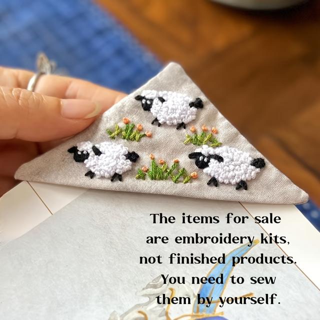 TEMU A Set Of Handmade Embroidered Triangle Bookmarks, Not Finished Products, Hand Sewing, In 7 Styles, Exquisite And Unique. Hurry Up And Create A Bookmark For The Bookworm Around You!