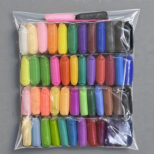 TEMU Upgraded 500g Large Capacity Air-dry Clay In 50 Colors, Children's Modeling Clay Kit With Plastic Molds And Carving Tools, , Soft & Lightweight Diy Craft Gift For Boys And Girls