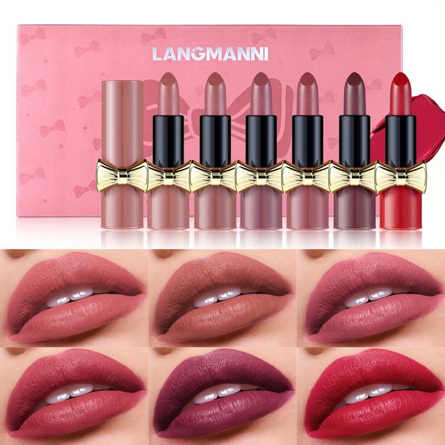 TEMU Langmanni 6 Colors Matte Lipstick Set Pigmented Long Lipstick Set