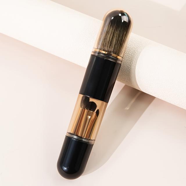 TEMU 6-i-1 Uttagsbar Sminkborstset, Portabelt Förvaringskit med Uttagsbar Rougeborste, Dold Vinklad Foundationborste & 2 Avtagbara Dubbelsidiga Ögonskuggsborstar, för Dagligt och