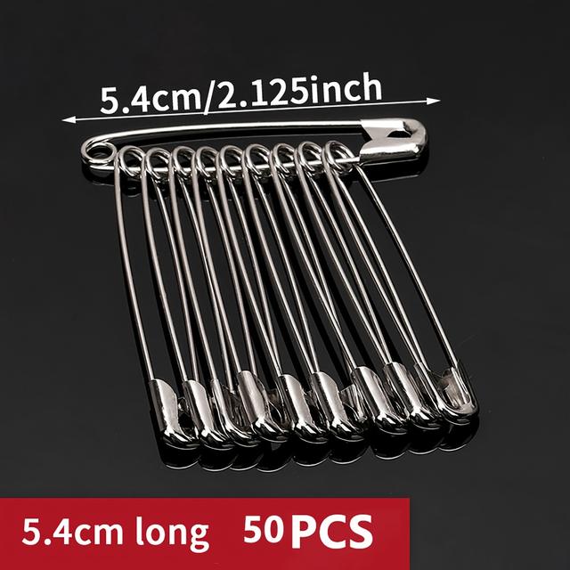 TEMU 50/100 Safety Pins, 5 Different Sizes Of Safety Pins, Durable Safety Pins, Small And Large Safety Pins, Suitable For Sewing And Diy Arts And Crafts