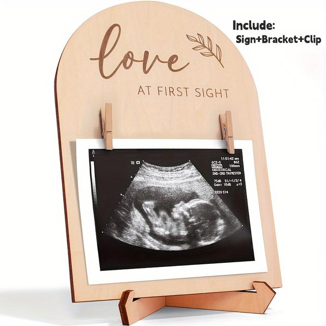 TEMU Wooden Technology Photo Frame - Double-sided Pregnancy Announcement Sign, Perfect Gift & Room Decor, Maternity Clothes