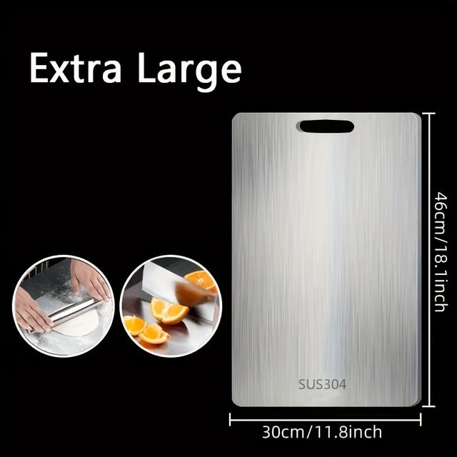 TEMU Stainless Steel Cutting Board, Double-sided Kitchen Board For Vegetables, Meat & Fruits, Easy To Clean, Dishwasher Safe,