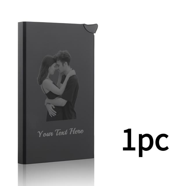 TEMU Custom Pop-up Men's Card Holder, 6-slot Rfid Blocking Mini Metal Wallet With Personalized Photo/text/logo, Unisex Design - Perfect Gift For Boyfriend, Husband, Or Dad