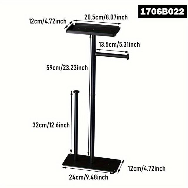 TEMU Space-saving Freestanding Toilet Paper Holder With Spare Roll Storage - Self-adhesive, Wrought Iron Bathroom Accessory, Christmas/halloween Gift Decoration