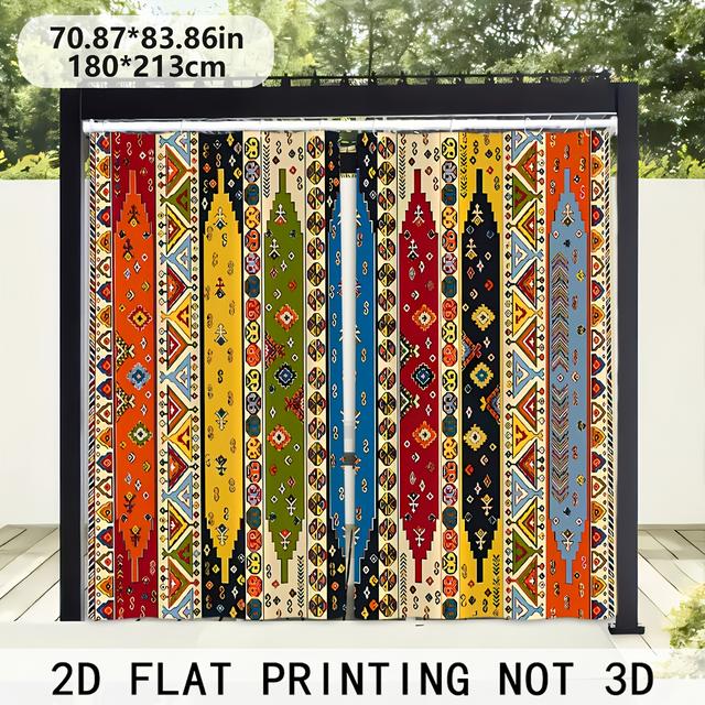 TEMU 2 قطعة ستائر خارجية 2D مسطحة، نمط بوهيمي مخطط للظل، مناسبة للحديقة الفناء الممر الشرفة الباحة الداخلية والباب