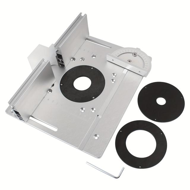 TEMU 1set Large Router Table Insert Plate 85x85mm 88x95mm For Woodworking Benches Router Table W/ Miter Gauge Guide Aluminium Profile Fence Sliding