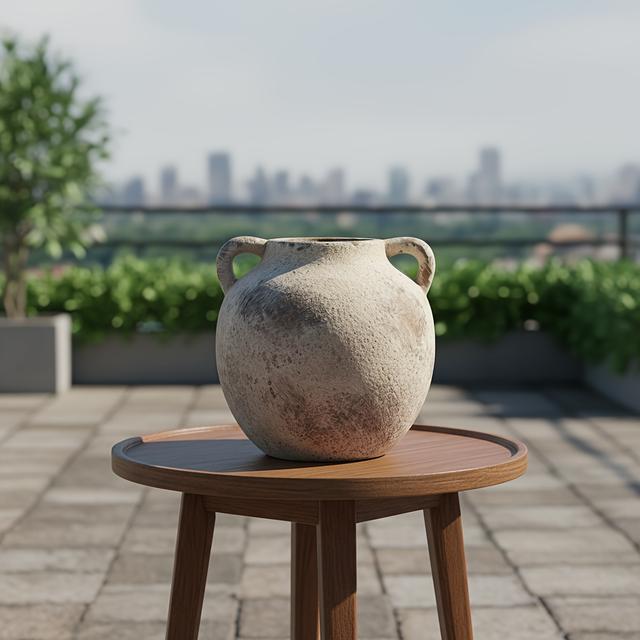 TEMU Ceramic Vase, 5.8 Inch Terracotta Vase With Handles, Decorative Vase, Rustic Vase For Home Decor, Farmhouse, Living Room, Table - Gray, Set Of 1