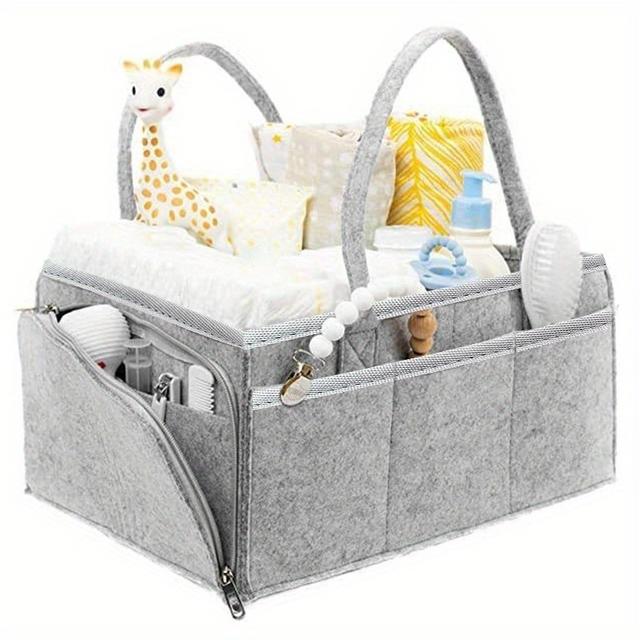 TEMU Luier Caddy - Vilt Opbergzak voor Kinderkamer met Vakken, Kleur Ontwerp, Extra , Ideaal als Babyshowercadeau, Essentiële Organiser | Stijlvol Accessoire | Kwalitatieve Ritsvakken