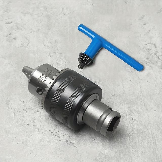 TEMU 1.5-13mm Drill Chuck With Manual Locking And Key, Suitable For 1/2 Inch Wrenches, Featuring A 1/2 Square Interface, Applicable For Quickly Securing Bits, Drill Bits, Sockets, And Other Tools