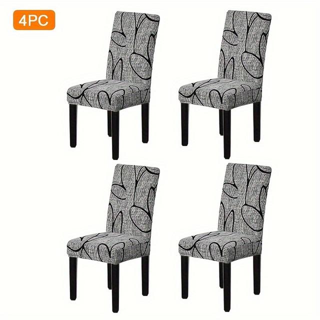 TEMU 4pcs Printed Stretch Chair Covers Household Removable And Washable Dining Table Chair Covers Polyester Chair Protectors Decorative Stool Cushion Covers
