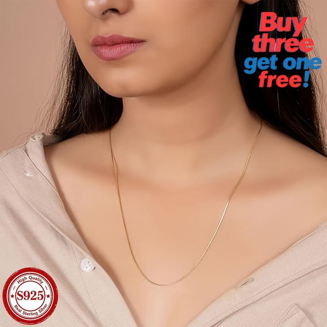 TEMU 24Kプレート、24Kプレート蛇型ネックレス、1.2mm幅、イタリアンファッションクで多用途なトレンディなネックレス、彼氏・彼女への誕生日やデーのプントに最適、精巧なギフトボックス付き、ティーンエイジャー向け